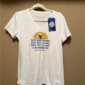 Life Is Good White Tee with Dog Graphic